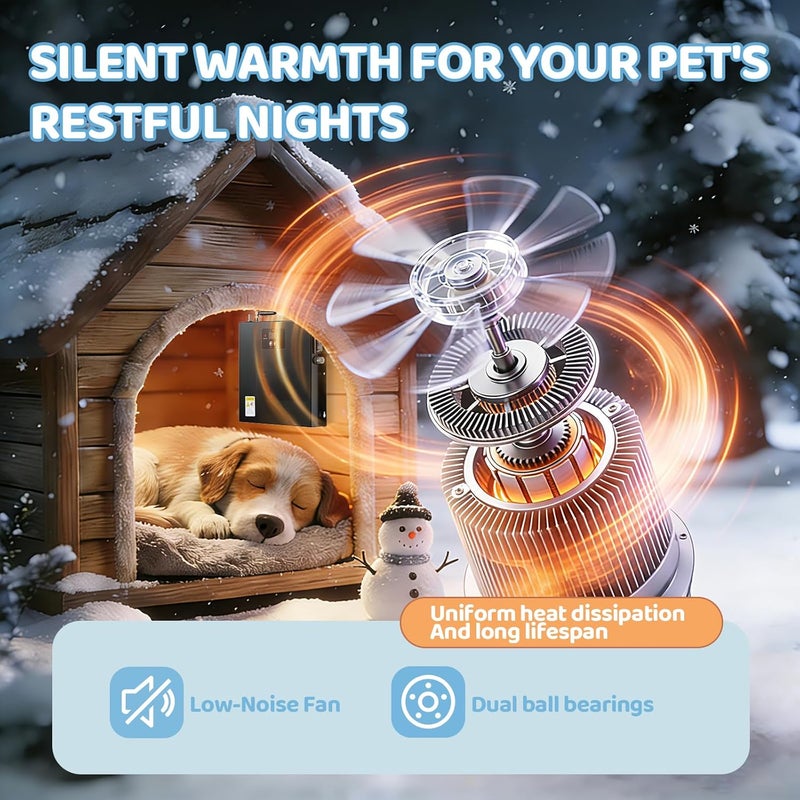 briidea WiFi Dog House Heater 400W with LoRa Technology Up to 1200ft Long Range, 3s Fast PTC Heating, Adjustable 32–122°F for 120 Cu Ft, 11.5ft Anti-Chew Cord, 2.4 & 5GHz Dual-Band WiFi - Image 5